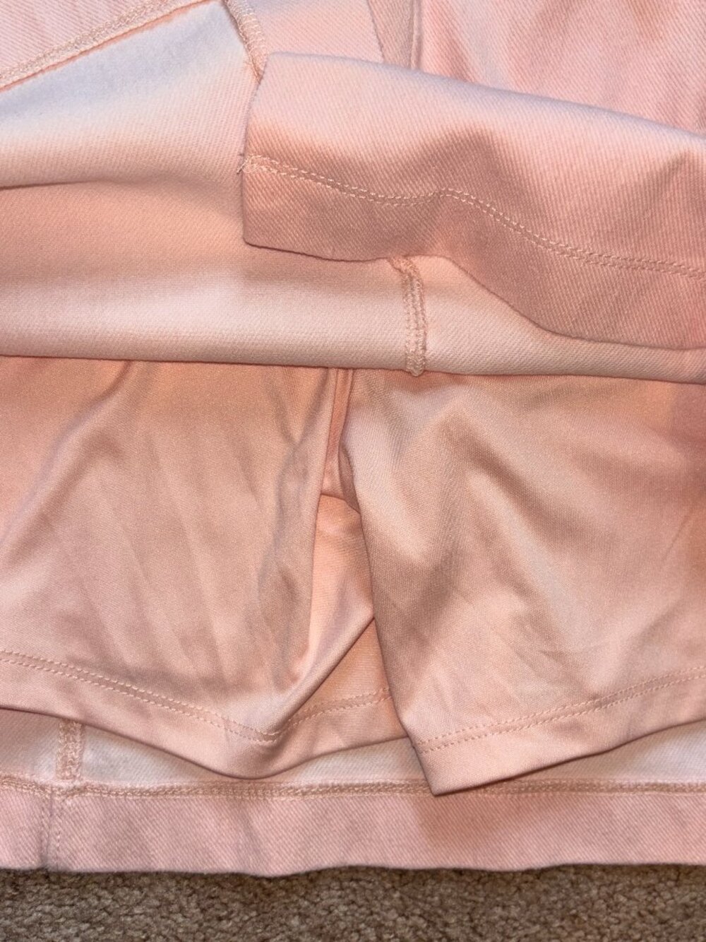 Light Pink Knit Denim Skort by Isaac Mizrahi M but fits L - Picture 2 of 7